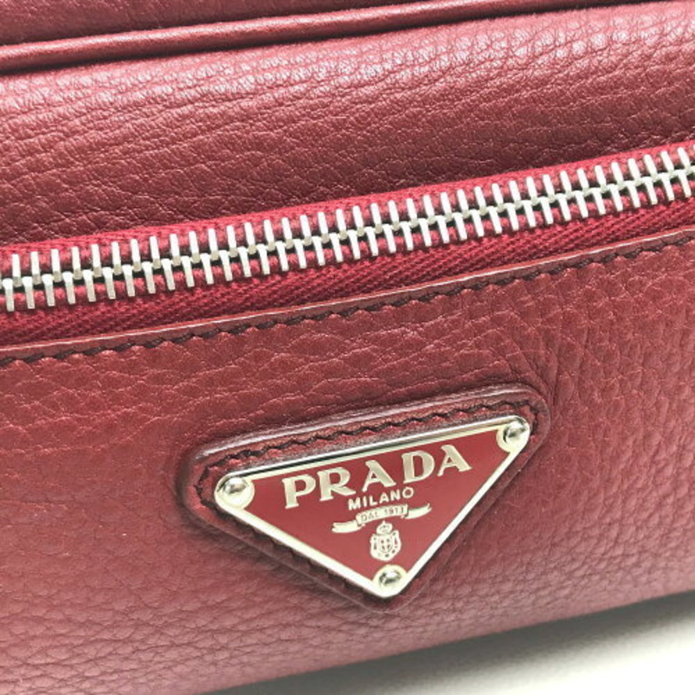 Prada Triangle Leather Pouch Red - image 5